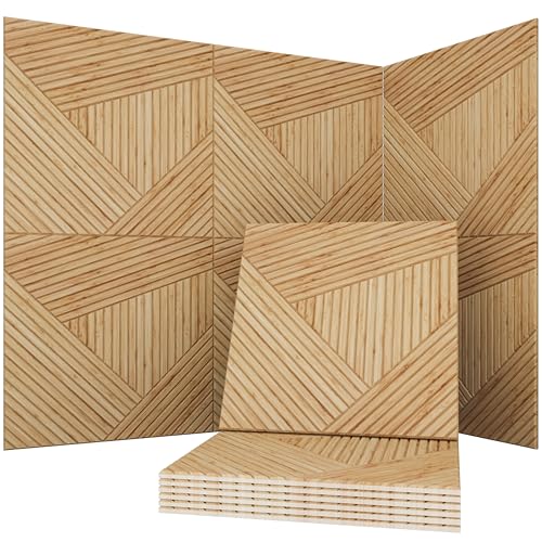 Soon Global Acoustic Wall Panels,Timber Spiral - color: Timber Spiral, size: 23.6 X 23.6 Inches