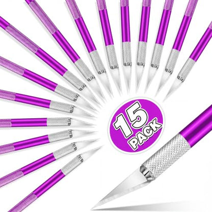 Mudder 15 Pack Exacto Knife Set, Craft Knives Hobby Knife, Purple - color: Purple
