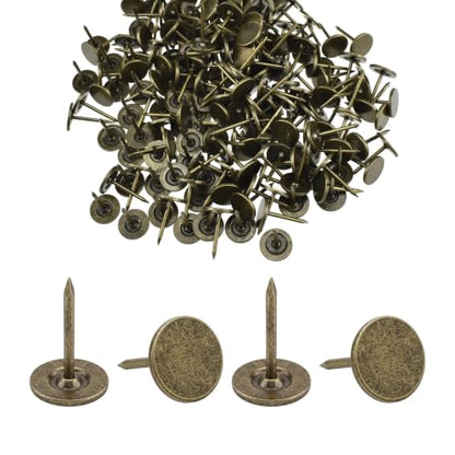 200Pcs 7/16 Inch Upholstery Thumb Tacks for Wall | Industrial Rustic Bronze Pushpins | Long Shank Tacks | for Fastening Carpet, Wooden Doors, Headboards
