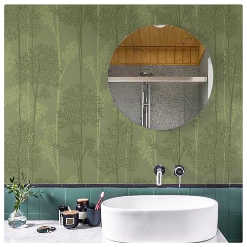 JiffDiff Dark Green Peel and Stick Wallpaper Self Adhesive 17.3" X 120" - color: Green, size: 17.3" x 120"