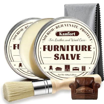 Leather & Furniture Repair Salve 2 Pack, Furniture Salve with Brush for Leather Wood, Leather Conditioner Help Prevent Cracking or Fading - size: 2 Pack