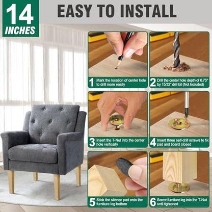 FoDau770 Square Furniture Legs 14 Inch, Ash Wood Legs with 5/16"-18 Bolts - size: 14 Inch