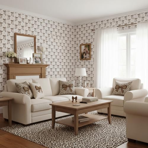 Drydiet Leopard Bow Print Wallpaper Peel Stick Contact Paper 15.8 x 118.1 - color: Leopard, size: 15.8 in x 118.1 in, style: Bow