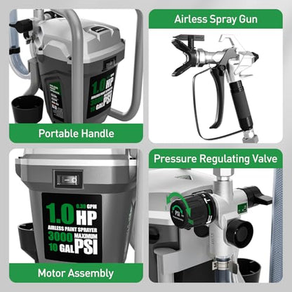 Baotree High-Pressure Electric Airless Paint Sprayer, Thinning-Free - color: Green