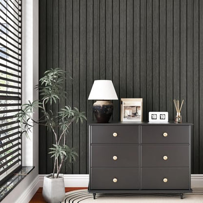Peel and Stick 3D Textured Wood Slat Panels for Bedroom Walls - size: 11.8" x118"