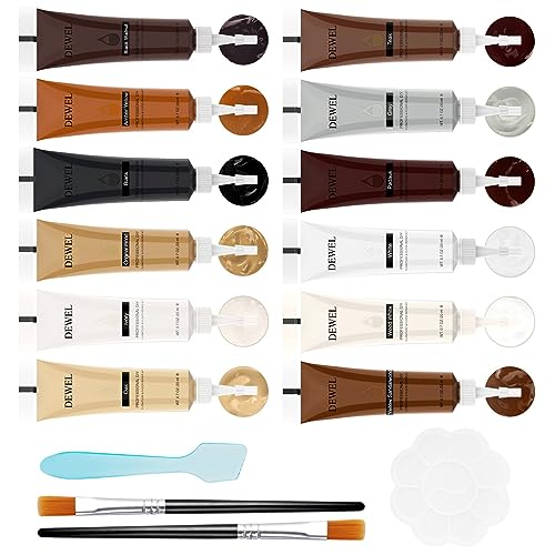 DEWEL Furniture Repair kit, 12 Colors Wood Filler for Scratch Cover, Floor Scratch Remover Stain Marker Set, Touch Up Paint for Wooden Floors Cabinet Tables, Fix Furniture Scratches Cracks Hole - color: 12 Fillers