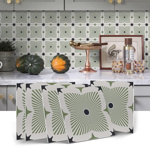 VICCI 12Pcs Peel and Stick Backsplash Tile Stickers, Waterproof Wall Tiles - color: Art-226, size: 5.9x5.9IN*12PCS