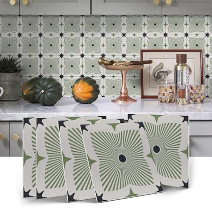 VICCI 12Pcs Peel and Stick Backsplash Tile Stickers, Waterproof Wall Tiles - color: Art-226, size: 5.9x5.9IN*12PCS