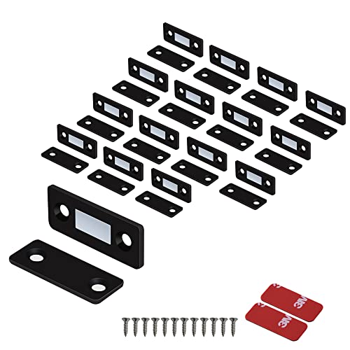 Mousike Magnetic Door Catch Ultra Thin Cabinet Magnets Stainless Steel Drawer Magnet Catch for Sliding Door Closure Kitchen Cabinet Cupboard Closet Closer (Black-16Pack) - color: Black, size: 16 Pack