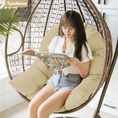 Egg Chair Cushion Replacement, Waterproof Outdoor Hanging Egg Swing Chair Cushions Pads, U-Shaped Thickened Cushions for Hanging Eggs Chair with Ties, 47x33x7 Inches (Khaki) - color: Khaki