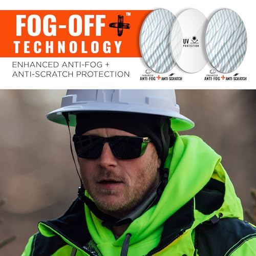 Ergodyne Skullerz SIXTEN Safety Glasses with Side Shields, Anti Fog + Anti Scratch, ANSI z87.1 with Protective Microfiber Bag - color: Smoke Lens