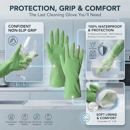 ForPro Premium Natural Rubber Gloves, 6-Pair, Small, Lime Zest - color: Lime Zest, size: Small