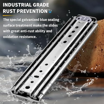 YENUO Heavy Duty Drawer Slides Full Extension Ball Bearing 12–60 Inch 500LB - size: 12 Inch, style: Load:500 lb (No lock) -W:76mm