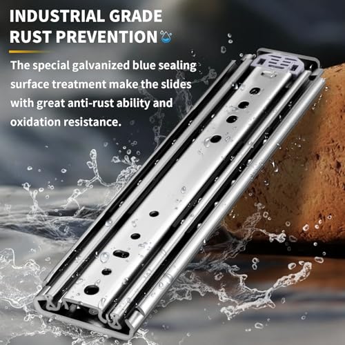 YENUO Heavy Duty Drawer Slides Full Extension Ball Bearing 12–60 Inch 500LB - size: 14 Inch, style: Load:500 lb (No lock) -W:76mm