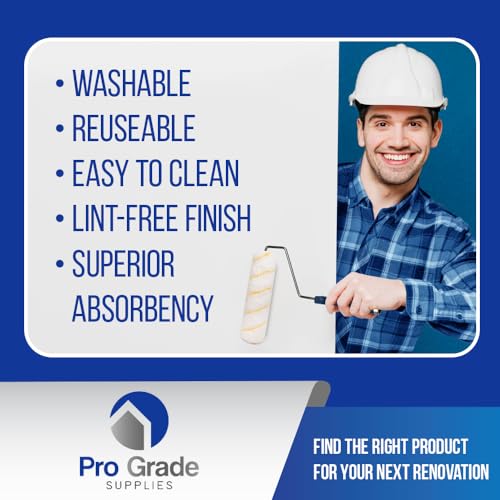 Pro Grade Paint Roller Covers, 9 Inch, 1/2 Inch Microfiber Nap, 5 Pack