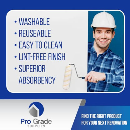 Pro Grade Paint Roller Covers, 9 Inch, 1/2 Inch Microfiber Nap, 5 Pack