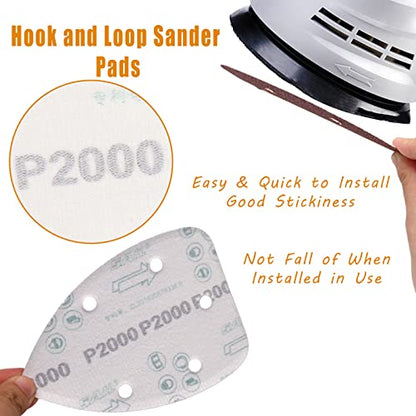 60 Pcs 2000 Grit Mouse Detail Sander Sandpaper, Aluminum Oxide Mouse Sander Pads 5 Hole Palm Sander Pads Sanding Sheets for 140mm Mouse Sander - size: 2000 Grit