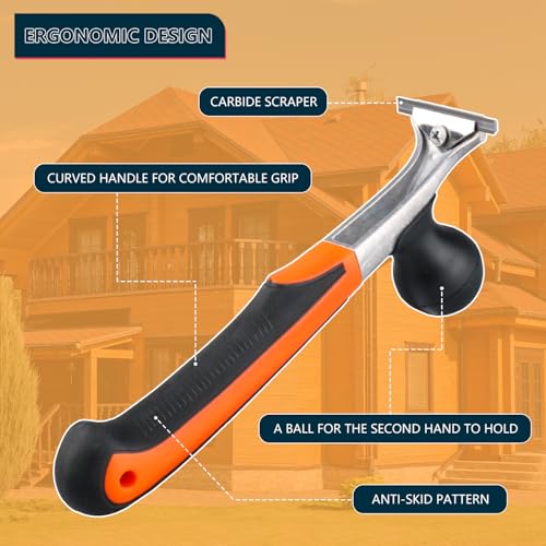 Premium Ergonomic Carbide Scraper Tool,2.5-inch,Heavy-Duty Paint Scraper, Wood and Floor Scraper for Removing Varnish, Glue, Rust, Paint, Resin, Dry Glaze, Stains, Putty, and Scratches