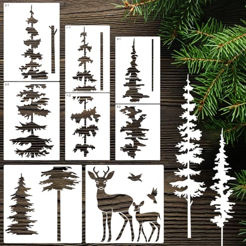 Pine Tree Stencils for Painting Wall Large Pine Tree Stencil - style: Pine Tree
