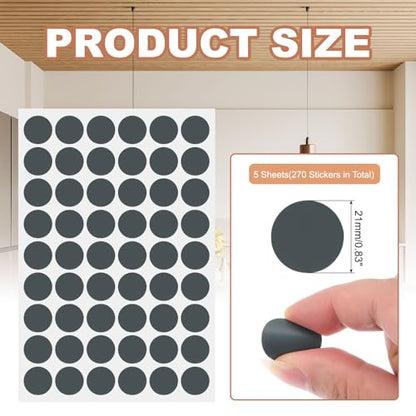 PATIKIL 270 Pieces Screw Hole Stickers, 5 Sheet Self-Adhesive Waterproof PVC Wood Grain Sticker for Screw Holes Wall Cabinets Desk Repairing, Iron Gray, 21mm/0.83 Inch - color: Iron Gray