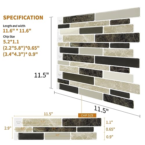 WOWSTAR 10-Sheet Peel and Stick Backsplash Tile for Kitchen Wall, Back Splash Stick On Tiles for Kitchen (12"x12", Tan) - color: Tan