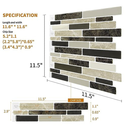 WOWSTAR 10-Sheet Peel and Stick Backsplash Tile for Kitchen Wall, Back Splash Stick On Tiles for Kitchen (12"x12", Tan) - color: Tan