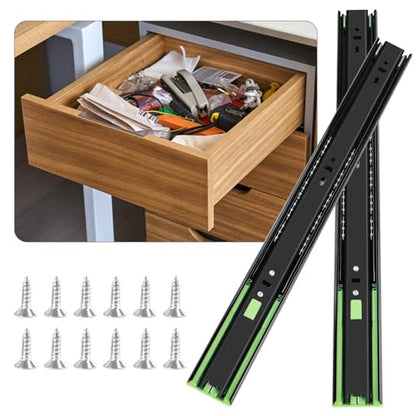 14 inch Soft Close Drawer Slides 6 Pairs Ball Bearing Full Extension Cabinet Drawer Slides 3 fold, Side Mount, 100 LB Capacity Heavy Duty Drawer Slide 14" Black - size: 14inch(350mm), style: Black-6