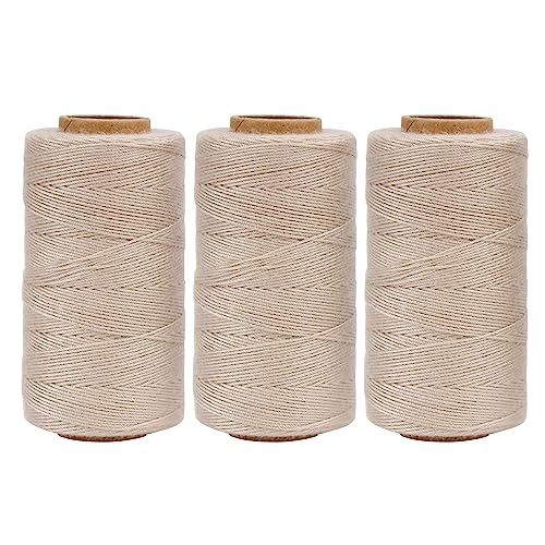 Lusecarl Polyester Thread 110 Yards Each Spool for Hair Extensions, 3 Rolls Weave Sewing Threads for Hand Sewing, Making Wigs DIY (3 Thread, Blond) - color: Blond, size: 0 Needle+3 Thread