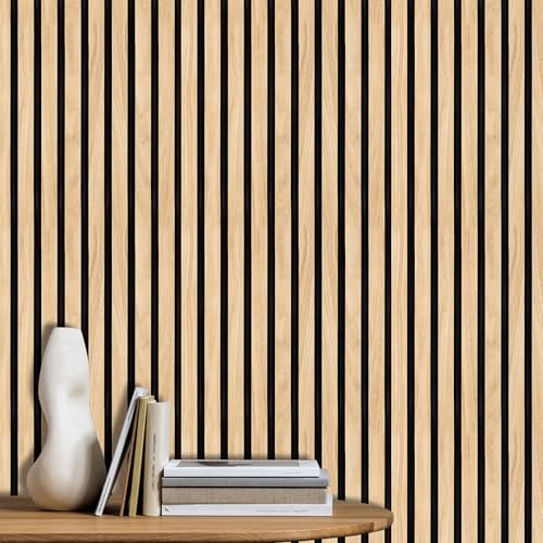 HLNIUC Wood Wallpaper 17”X118” Wood Panel Wall Paper Textured Wallpaper Peel and Stick Natural Wood Contact Paper Faux Wood Planks Self Stick Room Paper Wall Slats Panel Adhesive Art Paper for Kitchen - color: Nature Wood Wallpaper