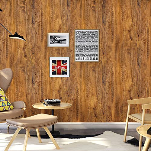 Erfoni Brown Wood Grain Contact Paper Wood Look Wallpaper 17.7"x 78.7" - color: Brown, size: 17.7" x 78.7"