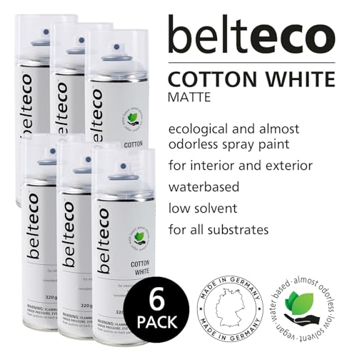 Cotton White Matte Spray Paint 6 Pack | White Spray Paint - color: Cotton White Matte, size: 11.29 Ounce (Pack of 6)