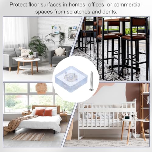 uxcell 8pcs Screw-On Furniture Pads,Large Square PVC,1.18" Wx0.43 H,Clear - color: Clear