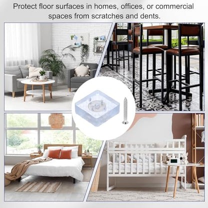 uxcell 8pcs Screw-On Furniture Pads,Large Square PVC,1.18" Wx0.43 H,Clear - color: Clear