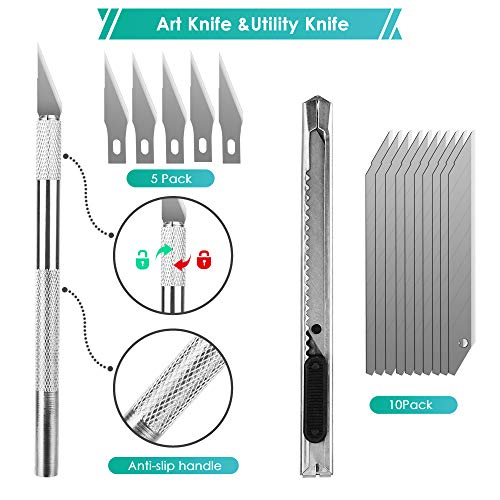 PACETAP Car Vinyl Wrap Tool kit 35pcs, Window Tint Tools Kit Including Package Bag, Felt Squeegee, Edge Trimmer, Soft Corner Squeegee, Retractable Kinfe and 10*Kinfe Blades, Carving Knife, Cut Knife - size: 35