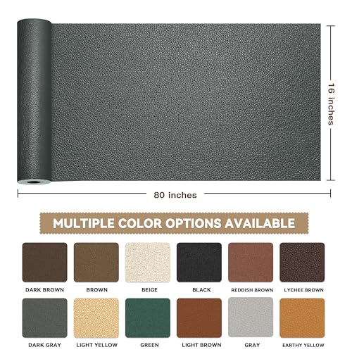TIANLDD Leather Repair Tape,16 x 80 Inches Self Adhesive Leather Repair Patch，Leather Repair Kit for Furniture，Couches,Car Seats,Cabinets,Handbags(Black Grey-Litchi Grain) - color: Black Gray-Litchi Grain, size: 16" x 80"