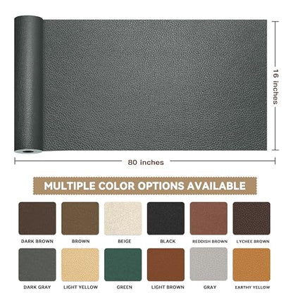 TIANLDD Leather Repair Tape,16 x 80 Inches Self Adhesive Leather Repair Patch，Leather Repair Kit for Furniture，Couches,Car Seats,Cabinets,Handbags(Black Grey-Litchi Grain) - color: Black Gray-Litchi Grain, size: 16" x 80"