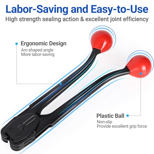 Sealer&Crimper Tool Double Notched Front Action - 3/4" Metal Banding Strapping with High Strength Sealing Action & Ergonomic Design & Harden Steel for Heavy Duty High Tensile Pallet Packing - size: for 3/4" steel strapping