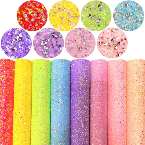 Sparkly Diamond Candy Color Chunky Glitter Fabric Sheets, Shiny Pastel Macaroon Faux Leather for DIY Crafting, 8 x 12 Inch (Diamond Candy) - color: Diamond Candy