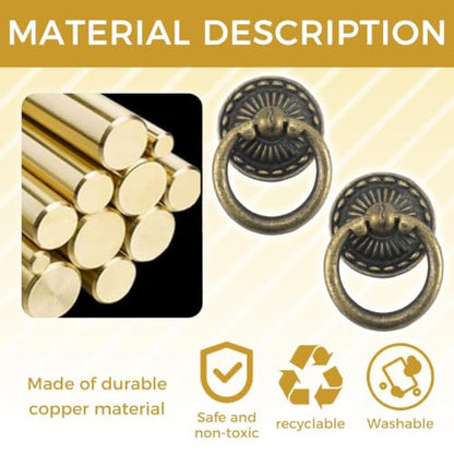 2Pcs Ring Pulls in Antique Bronze Finish, Hardware for Cabinets and Drawers (Bronze5) - color: Bronze5