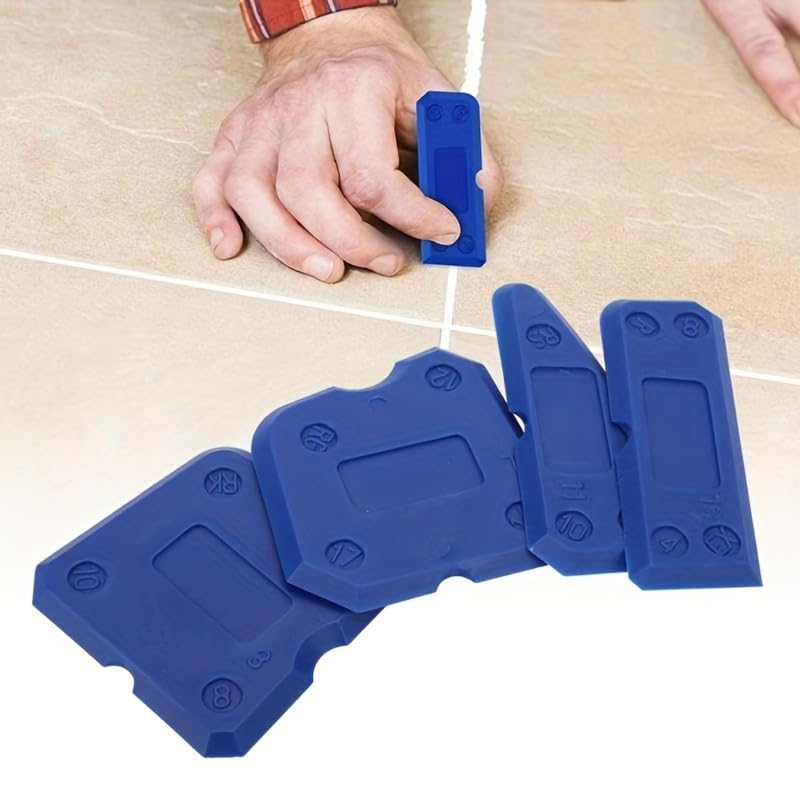 4PCS Silicone Sealant Applicator 4pc Multi-Function Manual Caulking Tool Easy Application Durable For Bathroom Kitchen Tile, Blue - color: Blue