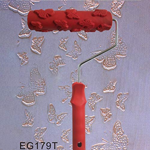 Utoolmart 7" Home Wall Rubber Paint Roller 175mm Wooden Grain Painting Roller with Plastic Handle 1Pcs - size: EG179T