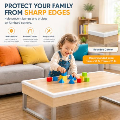 Wall Corner Protector Self-Adhesive Flexible – Durable Rubber, Furniture Edge Guard, Easy to Install, White, Prevents Wall Damage, Ideal for Home or Office Use - size: 1.6in×20ft