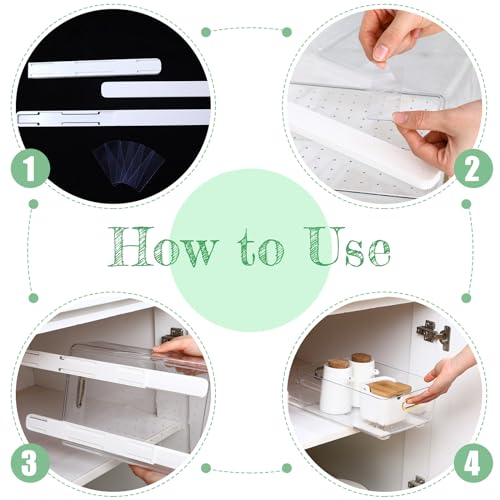 CroBlissful 4 Pcs Adhesive Drawer Slides for Cabinets Office Pull Out Glide