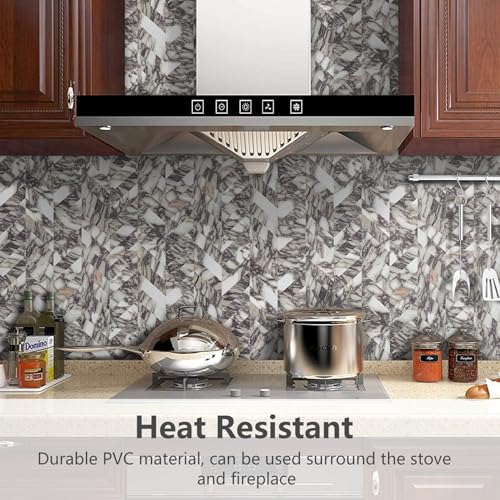STICKGOO Herringbone Tile Peel and Stick Backsplash for Kitchen&Bathroom - color: Bulgari Purple Marble