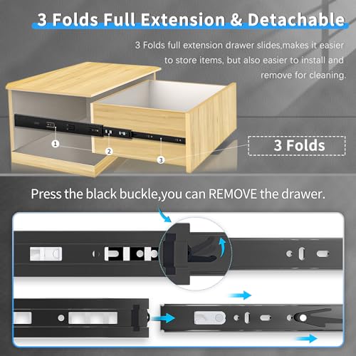 1 Pair Push to Open 24 Inch Side Mount Drawer Slides Rails - color: Black, size: 24 Inch