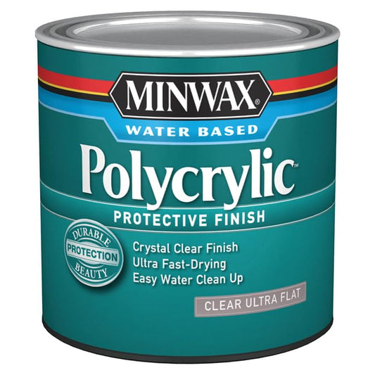 2-Pack of 1/2 pt Minwax 211114444 Clear Polycrylic Water-Based Protective Finish, Ultra Flat