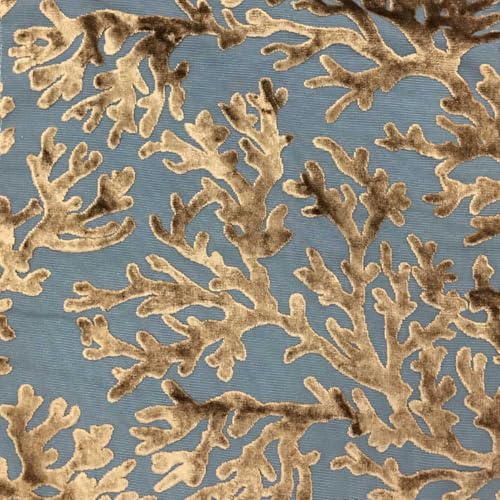 TOP FABRIC, St. Tropez - Scuba, Coral Pattern Burnout Velvet Upholstery Fabric by The Yard Mink - color: Mink
