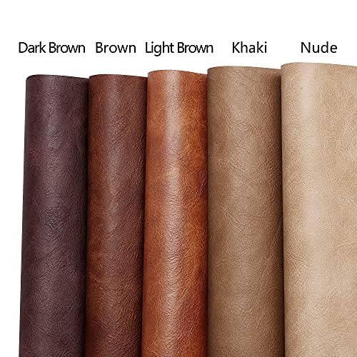 Premium Faux Leather Upholstery Fabric 1.2mm Thickness，Waterproof Upholstery Leather Distressed Bark Fabric(Brown,Pre-Cut 36"x54") - color: Brown, size: 36"x54"