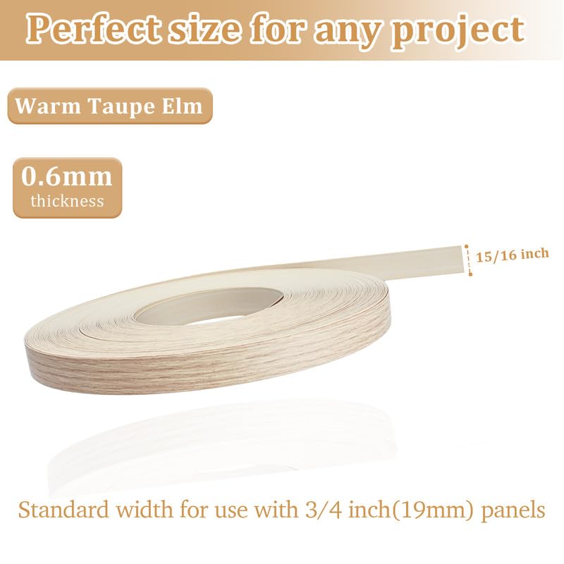 Light Oak Edge Banding, 15/16" x 100ft PVC Edge Banding Tape, 1mm Thick Wood Grain Veneer Edging for Kitchen Cabinets, Wardrobes, Plywood Edging & Furniture Refacing - color: Light Oak, size: 15/16 inch X 100 ft