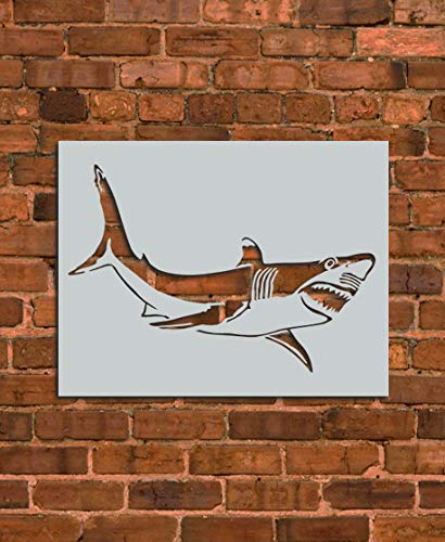 White Shark Stencil Template - Reusable Stencil - INNOVO Stencils - size: 12" x 12"